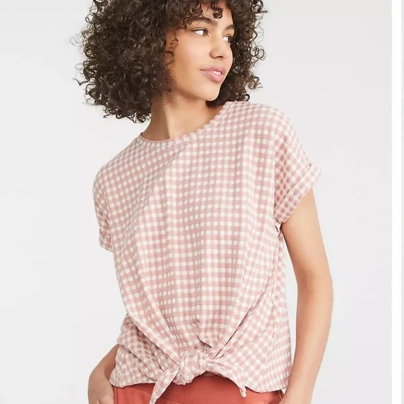 Lou and Grey Gingham Tie Front Top - Picture 1 of 7